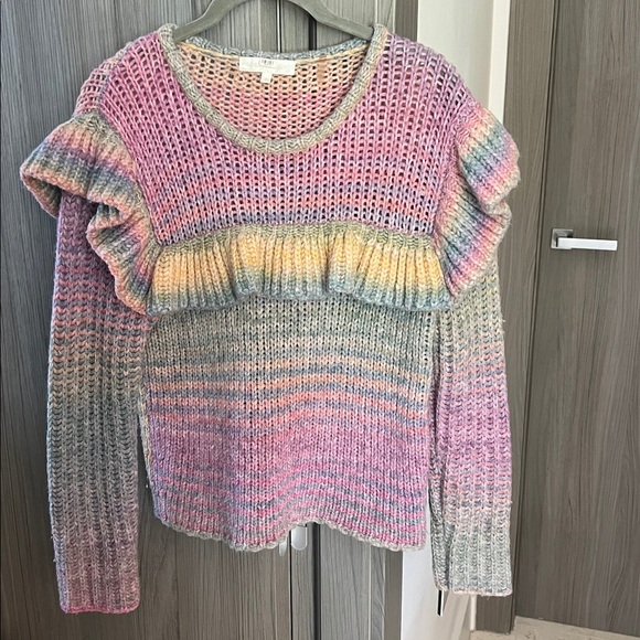 $425 LoveShackFancy Yumi Ruffle Alpaca wool Sweater S - Picture 1 of 13